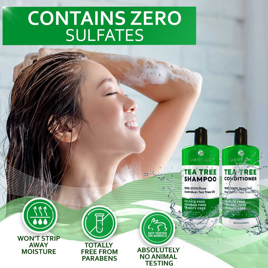 Tea Tree Oil Shampoo and Conditioner Set for Dandruff and Itchy Scalp D89879