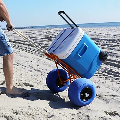 Folding Beach Cart with 13 Inch Balloon Wheels and Cooler Dolly L68214