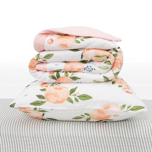 Cotton Muslin Toddler Bedding 3-Piece Set with Comforter, Crib Sheet, Pillowcase E4847