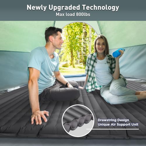 Double Sleeping Pad for Camping, 4" Self Inflating with Pillow and Foot Pump V3853