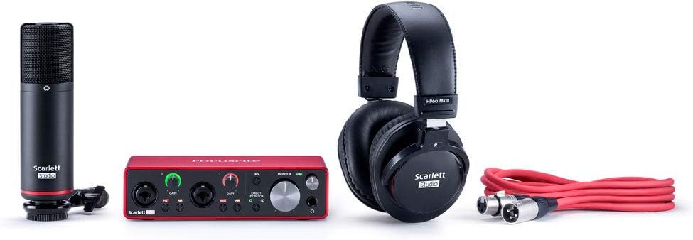 2-in, 2-out USB Audio Interface with Microphone & Headphones Bundle W380869