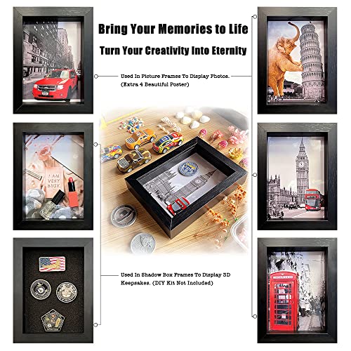 11x14 Shadow Box Picture Frames Set of 4, Wooden with Plexiglass, 1.38" Deep T845