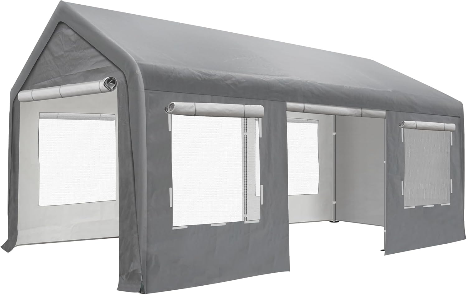 10x20 ft Portable Carport Garage with Heavy Duty Metal Frame and Roll-up Doors S248825