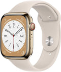 Apple Watch Series 8 (GPS + Cellular, 41MM) Gold Stainless Steel Case with Starlight Sport Band - S/M (Renewed)