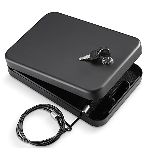 Pistol Safe, Portable Travel Gun Safe,Handgun Lock Box, Gun Safes for Cars, Black