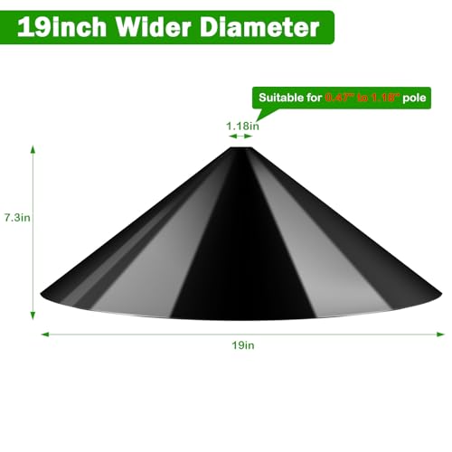 Squirrel Baffle for Bird Feeder Pole, 19 Inch, Outdoor Pole Mount, Black G376513