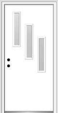 National Door Company, 36" x 80", Fiberglass Smooth, Primed, 3-Lite, Frosted Glass, Prehung Single Front Door on 4-9/16" Primed Composite Frame