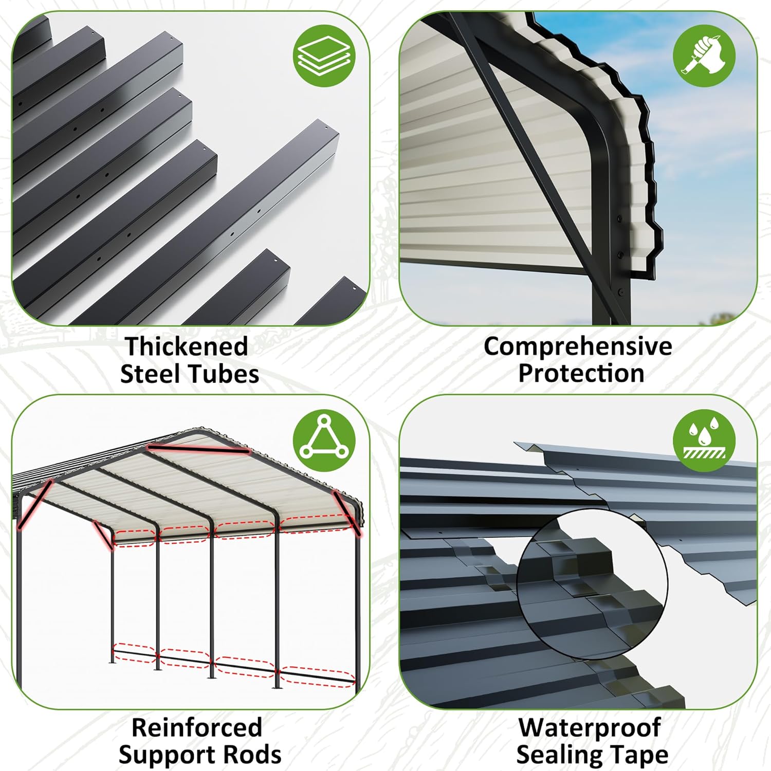 Heavy Duty Galvanized Metal Carport for Car, Boat and Truck Y817