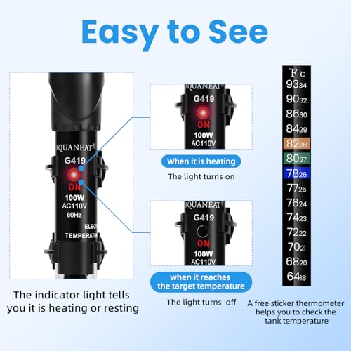 Aquarium Heater 100W Submersible with Thermometer V94727