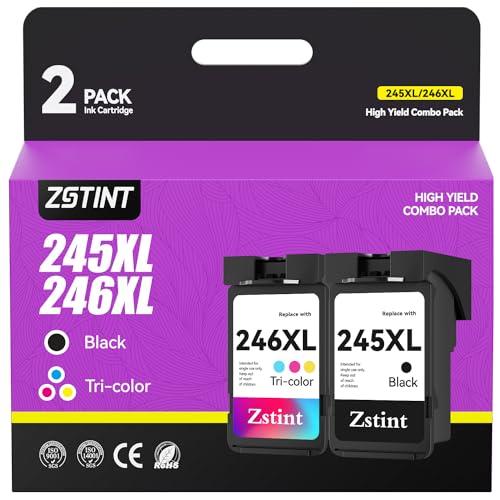 245XL 246XL Ink Cartridge Combo Pack Replacement for Canon PG-245XL CL-246XL 245 246 Compatible for iP2820 MG2420 MG2924 MG2920 MX492 MG3020 MG2525 TS3120 TS302 TS202 TR4520 Printer Inkjet Copy Color