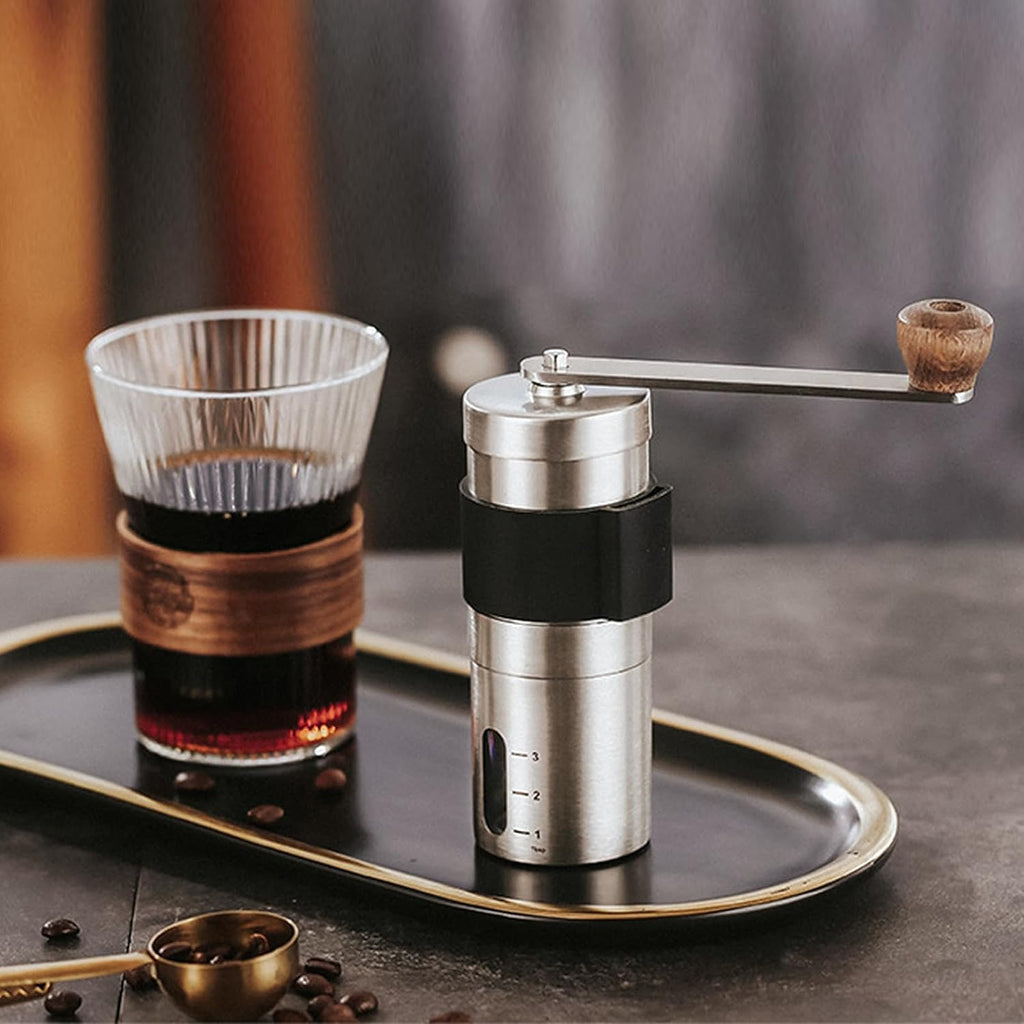 Manual Coffee Grinder, Stainless Steel Ceramic Burr, Portable Hand Grinder for Camp, Kitchen, Office Q2961