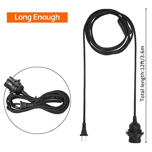 6 Pack Plug-in Hanging Light Kit with On/Off Switch, 12 FT Cord, Black O127830