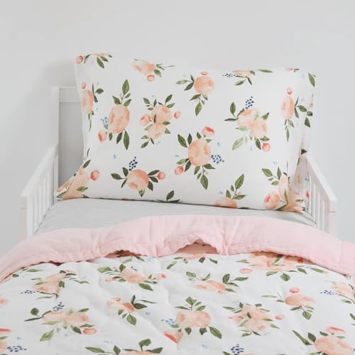 Cotton Muslin Toddler Bedding 3-Piece Set with Comforter, Crib Sheet, Pillowcase E4847