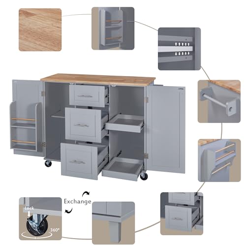 Kitchen Island with Storage, Rolling Drop Leaf Design, White P83022