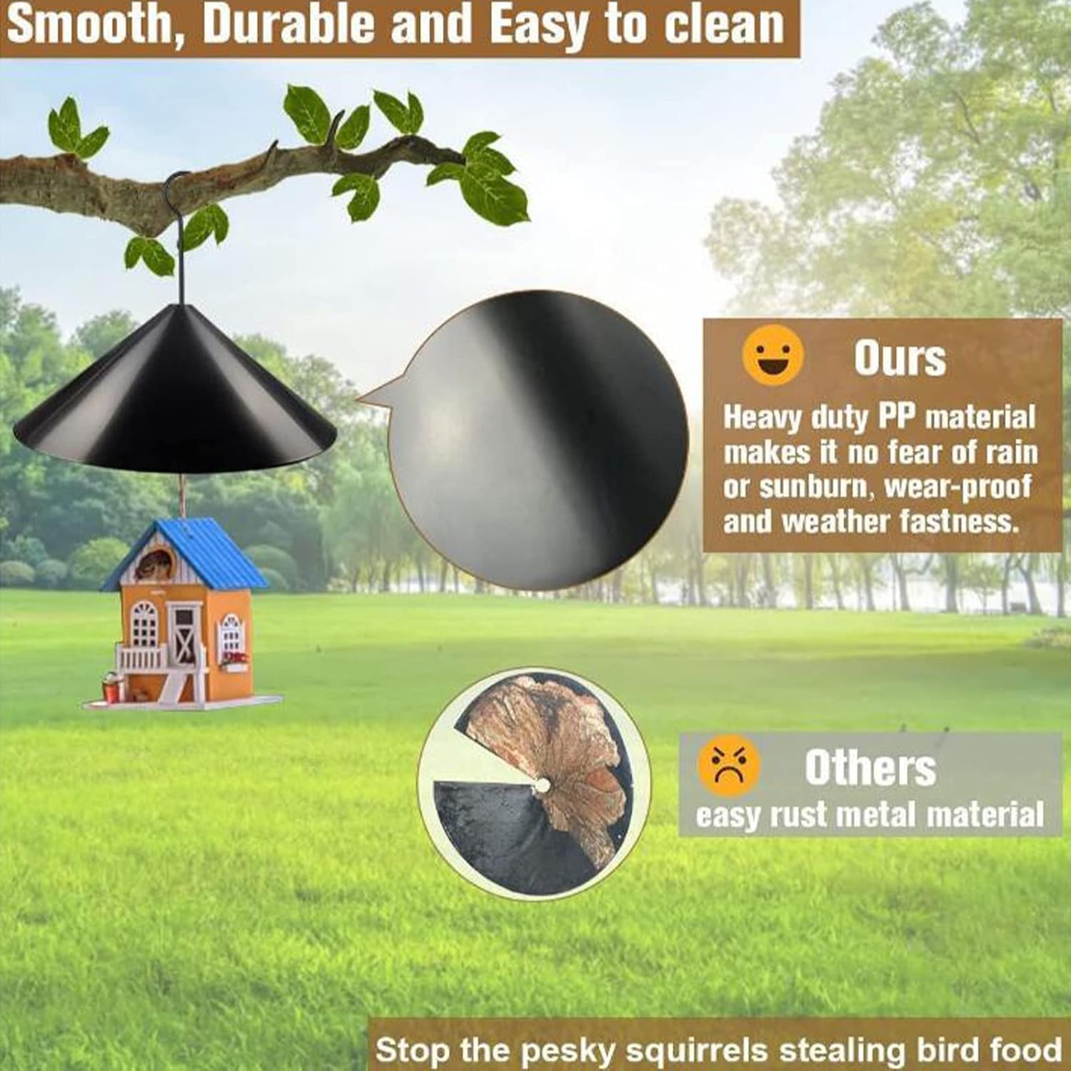 Squirrel Proof Baffle for Bird Feeder Pole with Rain Guard W395512