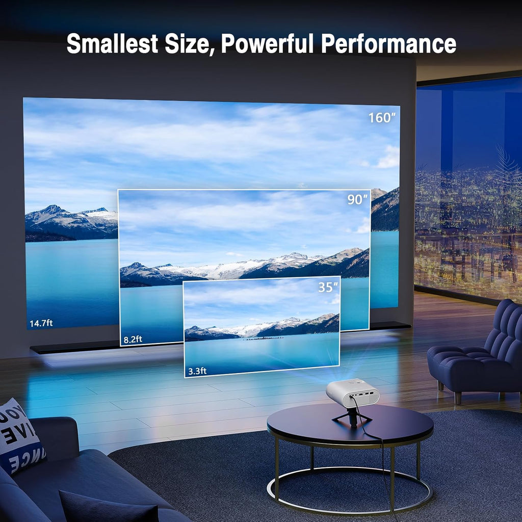 Mini Projector, 1080P Full HD, 50% Zoom, HDMI/USB/AV Compatible E16355