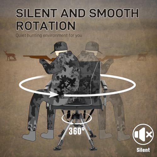 360° Silent Swivel Folding Hunting Chair, Adjustable Seat for Outdoor, Supports 300lbs O72459