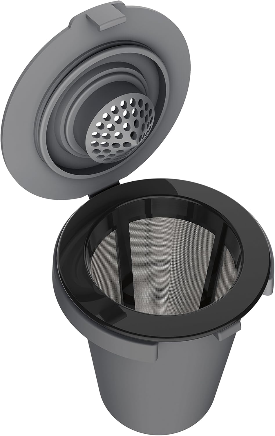 Single Serve Coffee Maker with Reusable Filter Cup and Burr Grinder K462