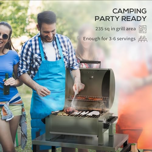 Charcoal BBQ Grill with 235 sq.in. Cooking Area, Tabletop Outdoor Barbecue L2079