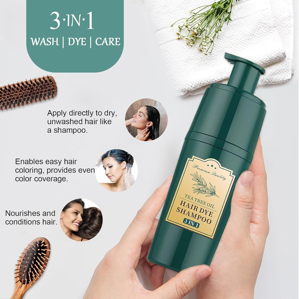 Herbal Hair Color Shampoo for Grey Hair, 3-in-1 Brown Dye Z39354