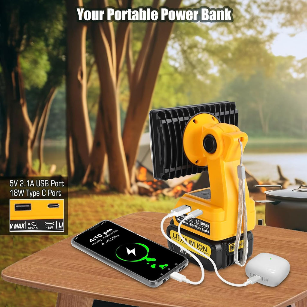 20V LED Work Light with Dual USB Port and Pivoting Head C444039