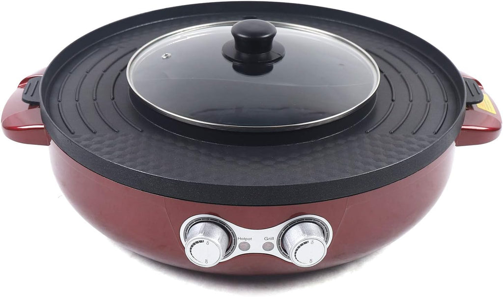 2 in 1 Electric Grill and Hot Pot with Dual Temp Control H3114
