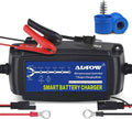 5A 12V Automatic Smart Battery Charger Automotive Maintainer 7-Stages Trickle Charger for Deep Cycle Battery Car Marine Trolling Motor Boat Truck Lawn Mower RV AGM with Terminal Cleaning Brush