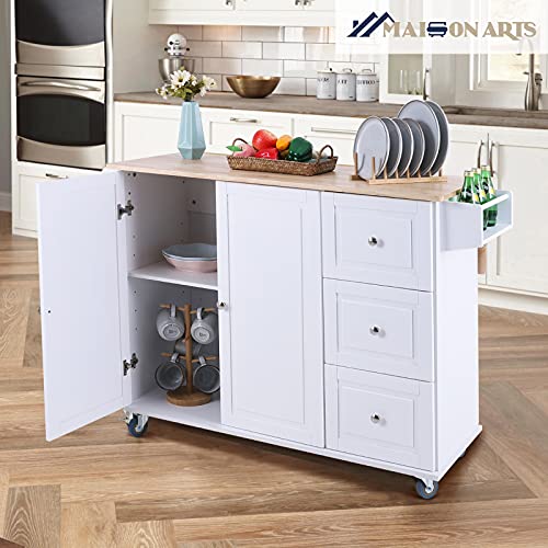 Kitchen Island with Drop Leaf on Wheels, 2 Doors & 3 Drawers, Grey Z23198