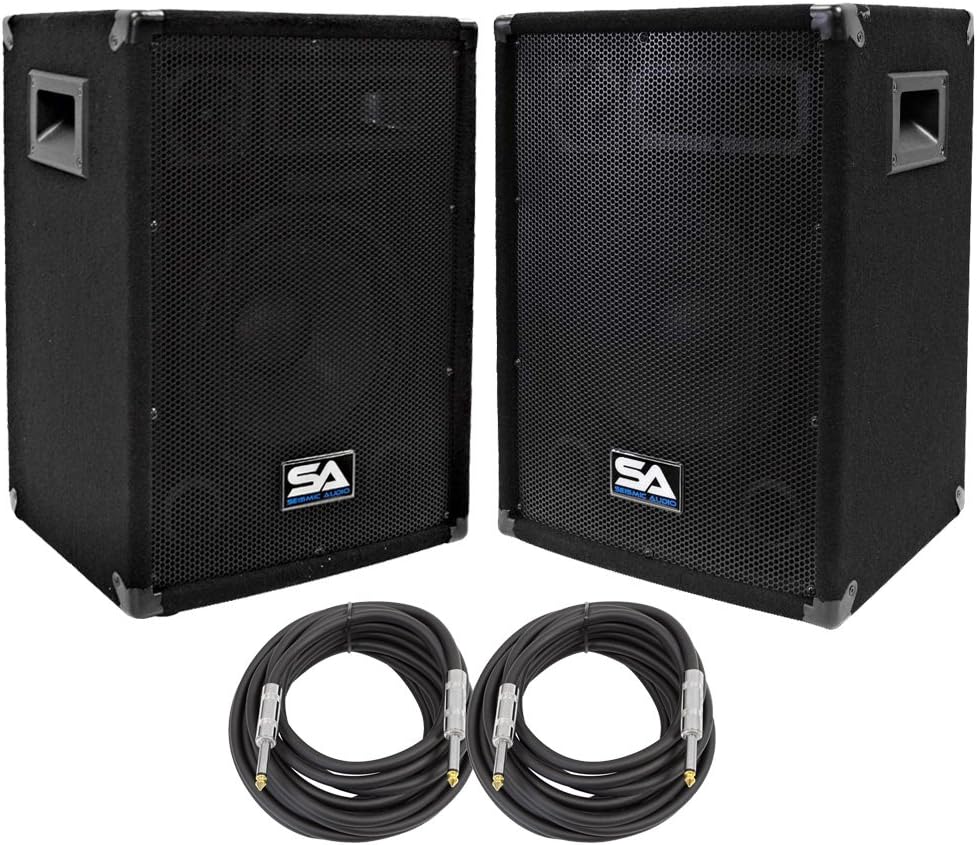 Seismic Audio - SA-10-PKG31 - Pair of 10" DJ Speakers with two 20' Speaker Cables - 10 Inch DJ Loudspeakers Club Speakers