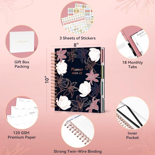 18 Month Weekly & Monthly Planner Spiral Bound Hardcover with Stickers R71205
