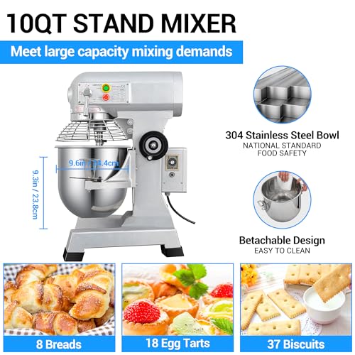 15Qt 600W Commercial Food Mixer, 3-Speed Stand Mixer with Stainless Steel Bowl D9146