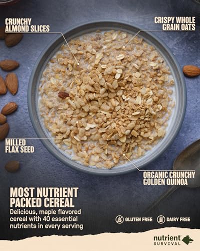 Maple Almond Grain Crunch Cereal, Freeze Dried Emergency Food, 12 Servings B19501
