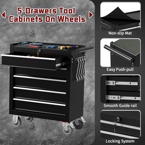 Rolling Tool Chest with Wheels and Locking Drawers Y667