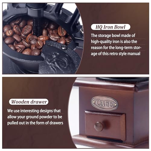 Vintage Wooden Manual Coffee Grinder for French Press T982959