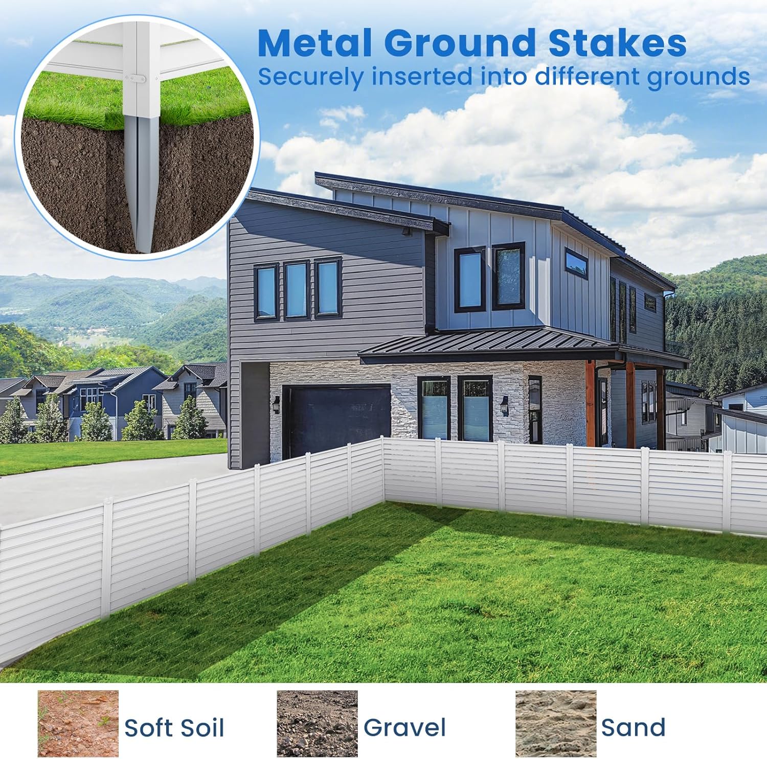 Air Conditioner Fence 2 Panels - 44"W x 45"H Outdoor Privacy Screen with Metal Stakes R881