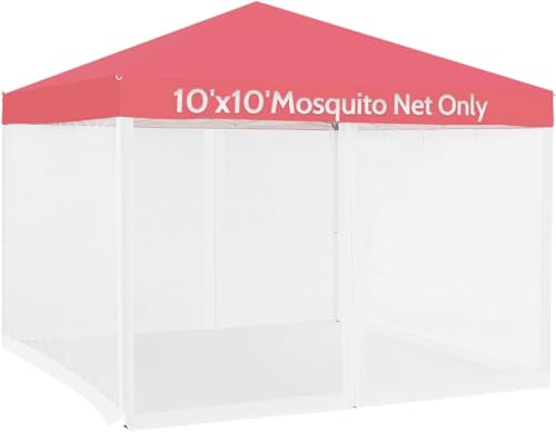 Mosquito Net for Outdoor Gazebo Canopy 4-Panel Canopy Screen Wall with Zipper for 10 x 10' Patio Gazebo and Tent (Only Mosquito Net No Frame) 10' x 10' with Double Door (Black)