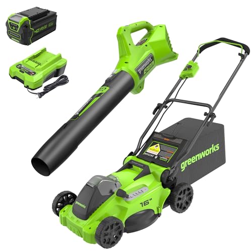 Greenworks 40V 16" Brushless Cordless (Push) Lawn Mower (75+ Compatible Tools), 4.0Ah Battery and Charger Included