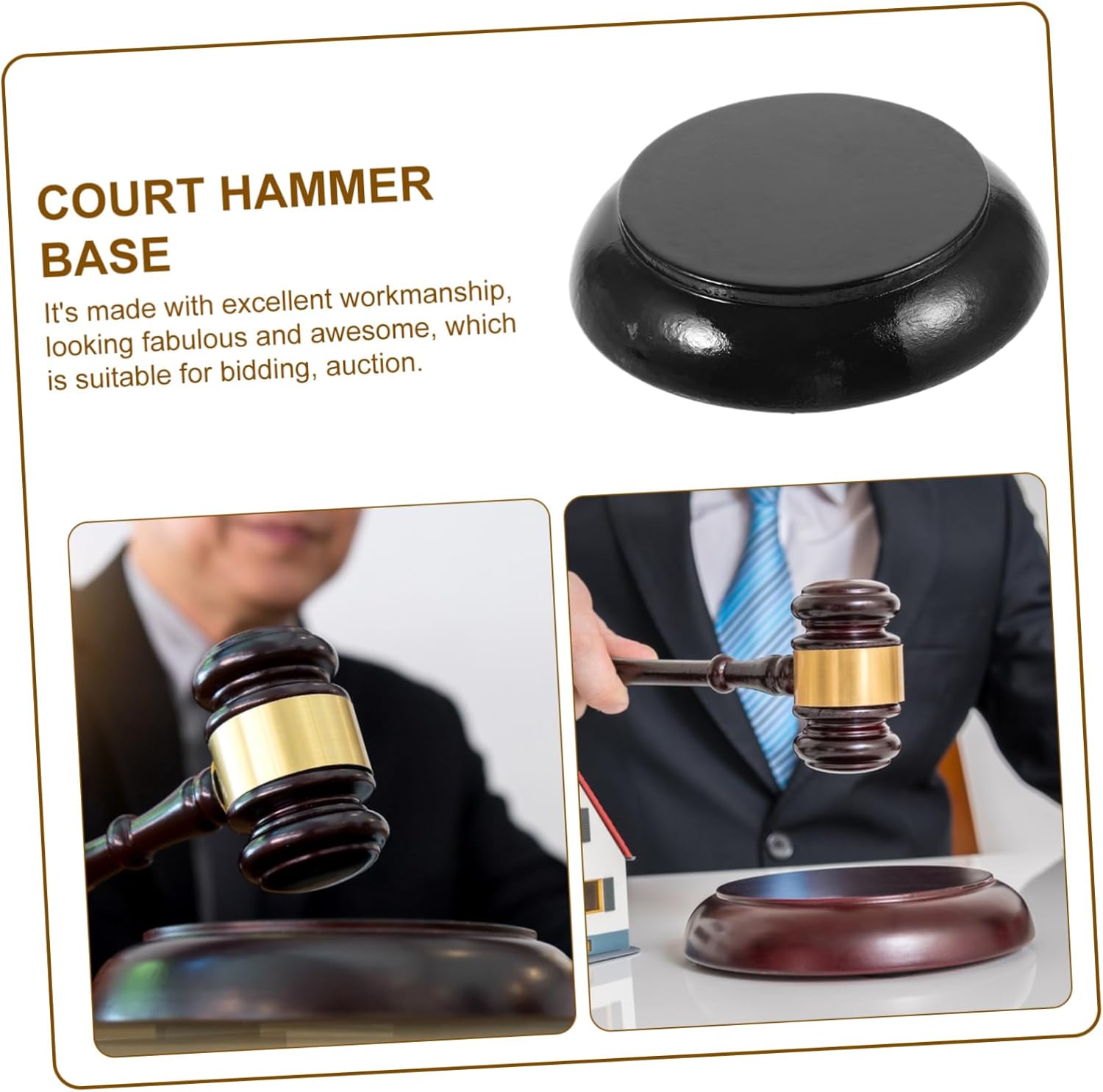 Wood Gavel Base Holder for Court Judge Hammer I46303