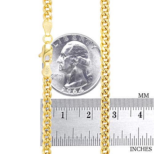 14k Yellow Gold 4mm Miami Cuban Link Chain Pendant Necklace S483868