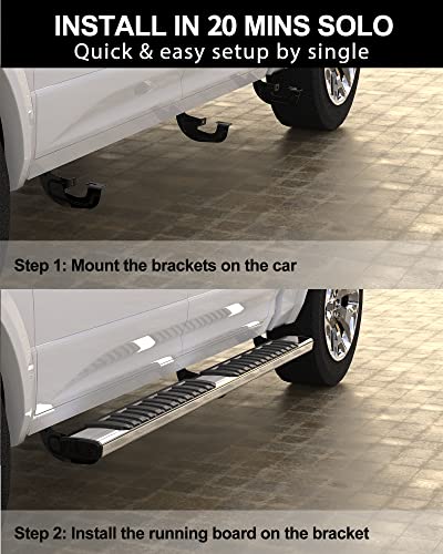 Running Boards Side Step Nerf Bars for Dodge Ram 1500 Crew Cab 2009-2023, Ram 2500/3500 2010-2024 K20847