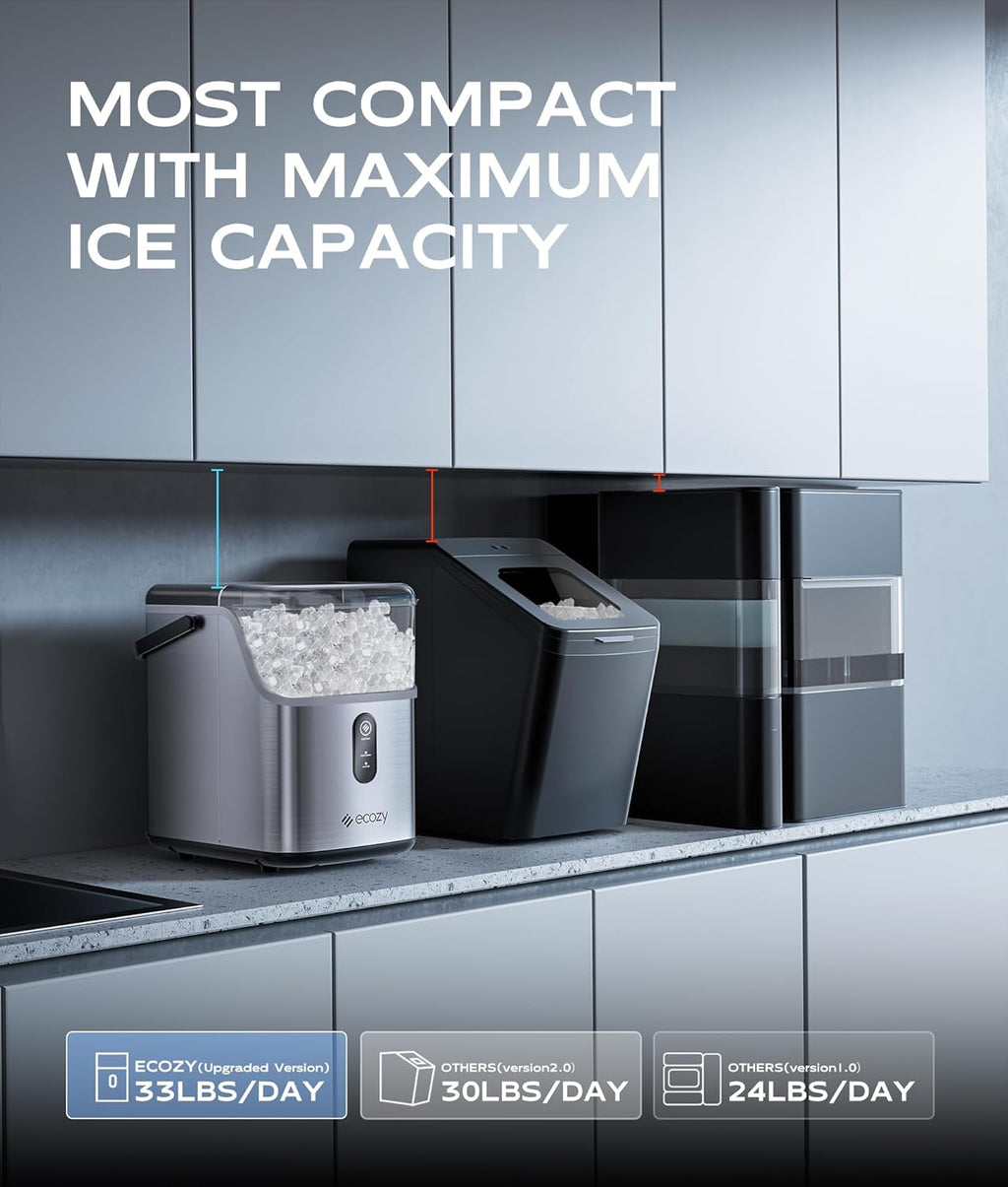 Nugget Ice Maker Countertop, 33 lbs/24H, Self-Cleaning, Stainless Steel H538340
