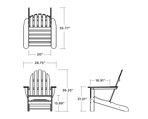 Adirondack Chair with Side Table, Polyethylene, Aruba L4219