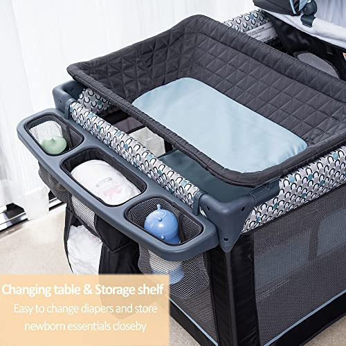 Foldable Baby Crib with Bassinet, Changing Table, and Playpen R875