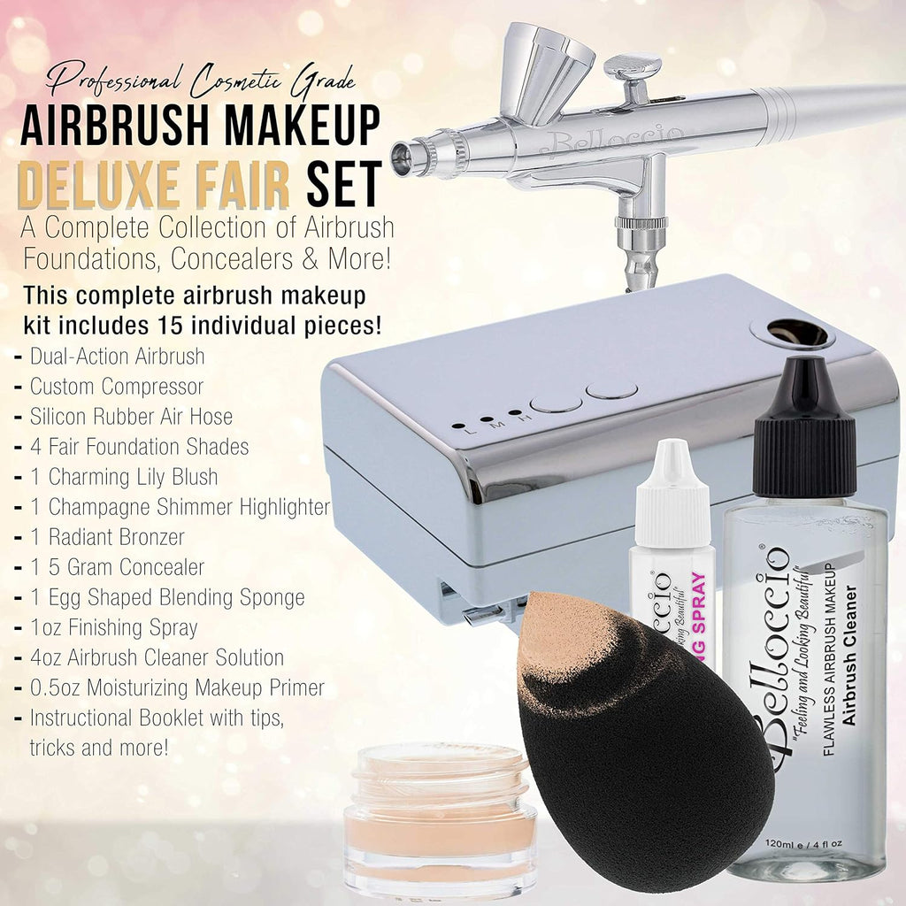 Airbrush Makeup System with 4 Foundation Shades, Blush, Bronzer & Highlighters J814
