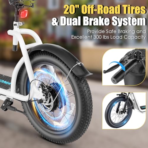 Adult Electric Scooter with 500Wh Battery, 30 Miles Range, 20" Fat Tire E341