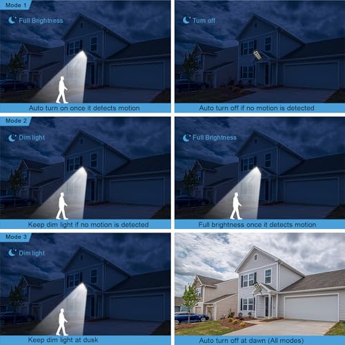 Solar Street Light Outdoor Waterproof, 100000LM 6500K with Motion Sensor and Remote Control N73535