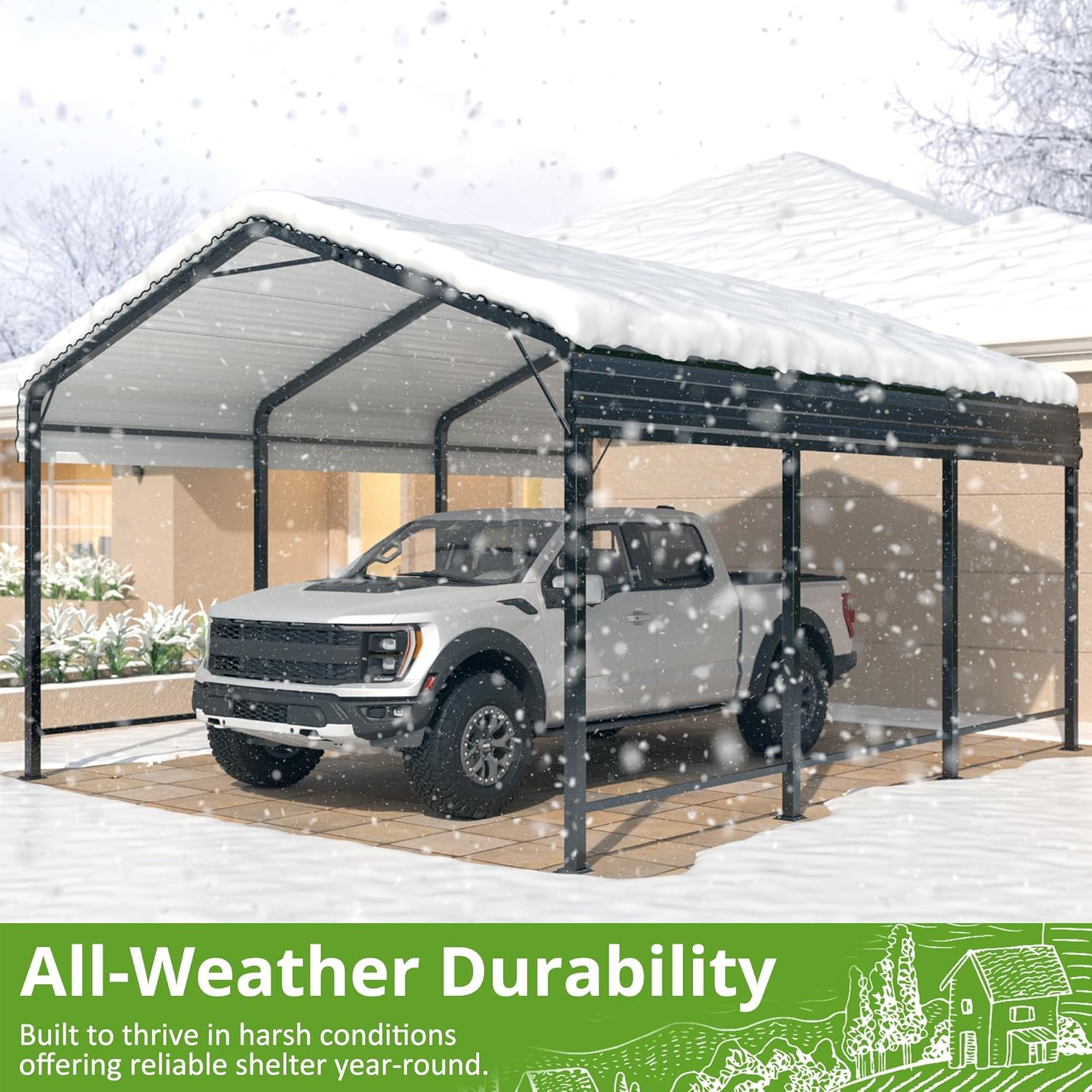 Heavy Duty Galvanized Metal Carport for Car, Boat and Truck Y817