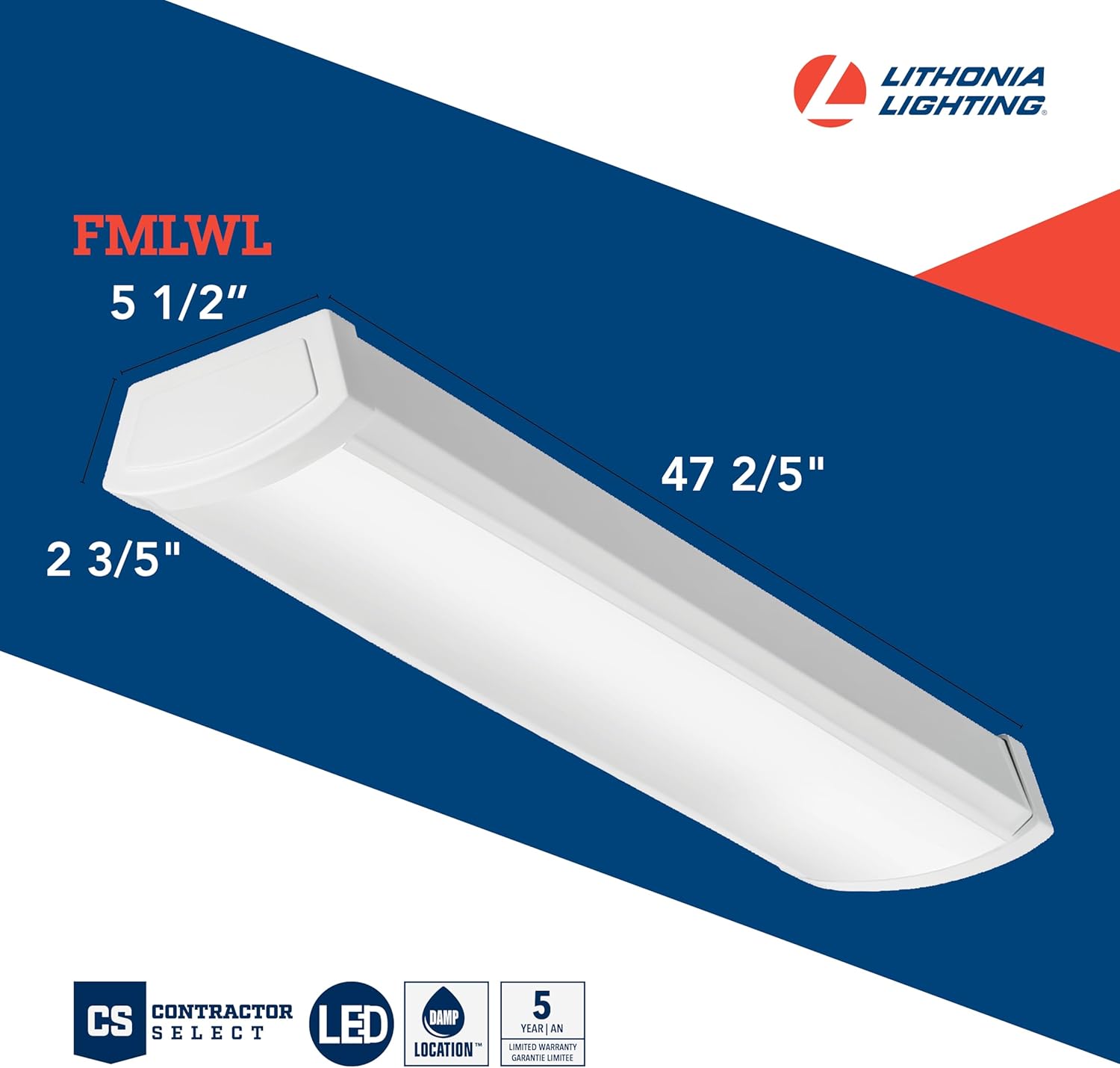 LED Flush Mount Ceiling Light, 4-Foot Linkable Wraparound Fixture Y872474