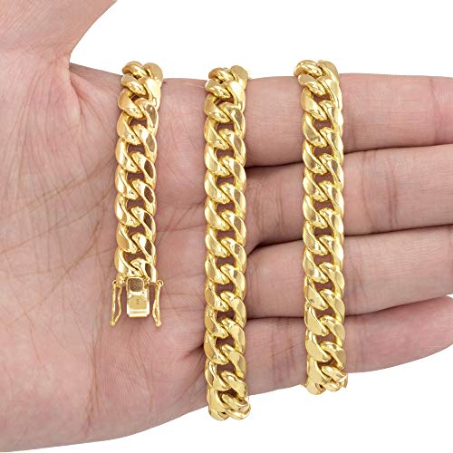 14k Yellow Gold 9mm Miami Cuban Link Chain Necklace J833