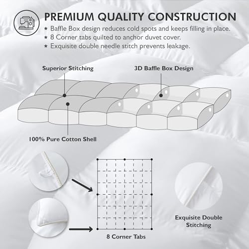 Oversized King Goose Down Fiber Comforter Duvet with Egyptian Cotton Cover V6091